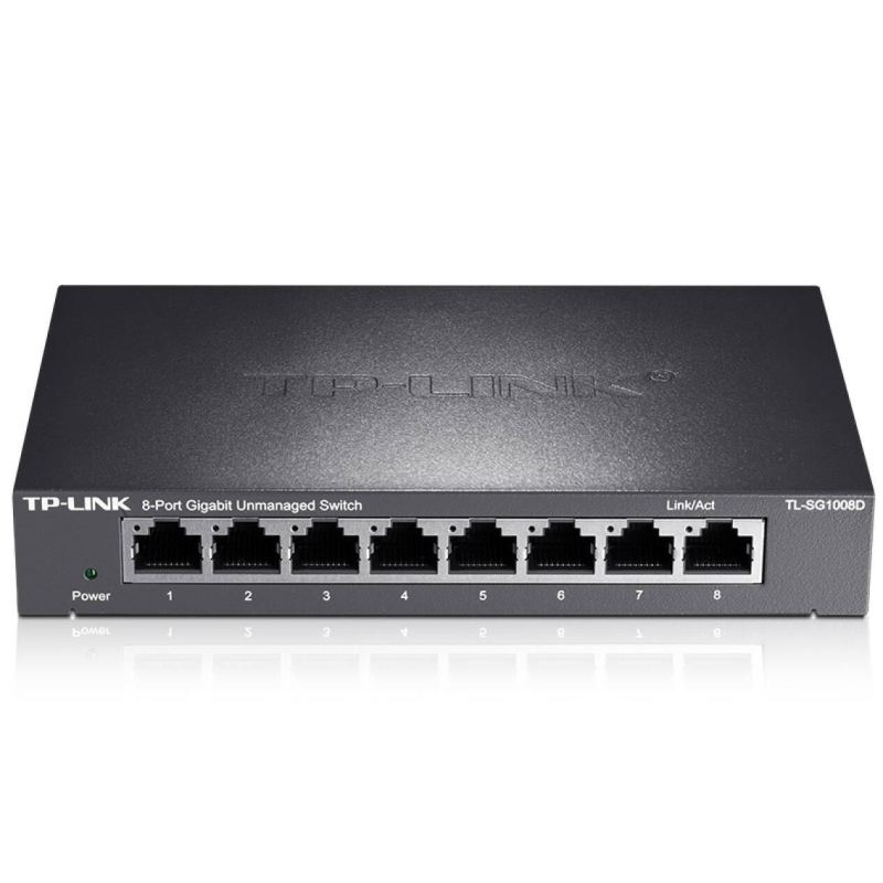 TP-LINK 8口千兆交换机 企业级交换器 监控网络网线分线器 分流器 金属机身 TL-SG1008D DMS