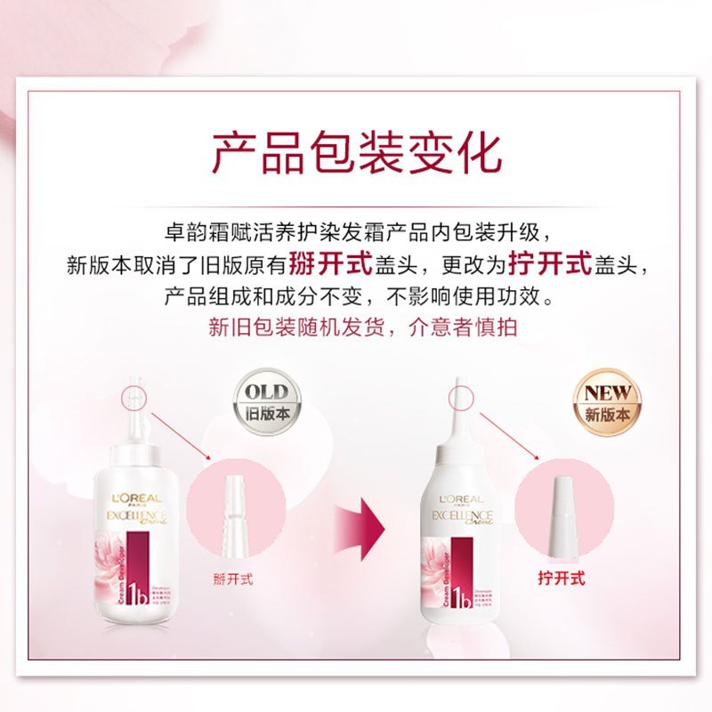 欧莱雅染发剂卓韵霜-1号(自然黑色)遮盖白发染发膏可以在家染高清大图