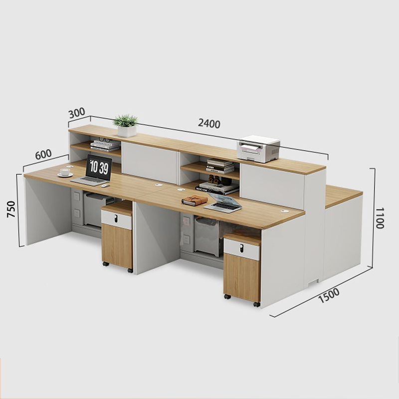 烁恒职员桌2.4m含柜套高清大图