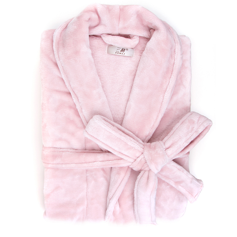 三利 法兰绒加厚浴衣睡袍 情侣装家居服 四季通用 均码高清大图