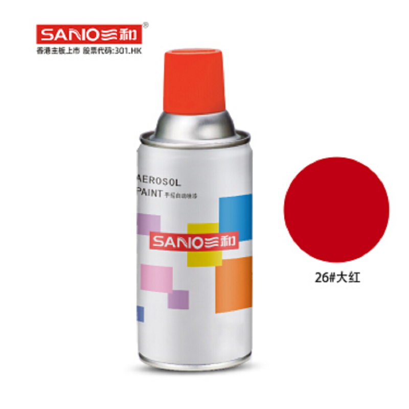 色匠 三和（SANO）手摇自动喷漆 自喷漆 手喷漆 金属防锈漆 工业改色漆 汽车划痕修复漆 350ml 红色