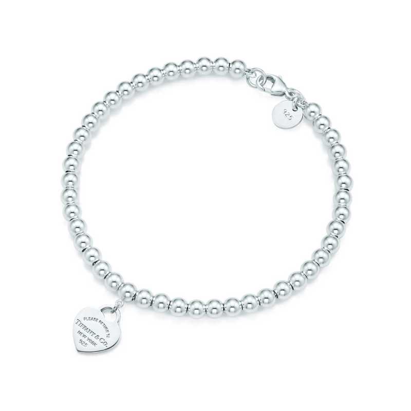 Tiffany&Co.:蒂芙尼经典款蓝心珠手链 S925银(链长可选)