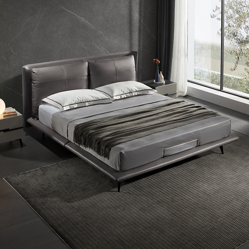 顾家家居轻奢主卧软床大床羽绒填充可拆卸靠包轻奢皮床dkb18030天发货