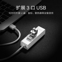 绿联 Ugreen USB转RJ45网线接口百兆有线网口 2.0分线器 适用苹果Mac小米盒子网口转换器接U盘 白