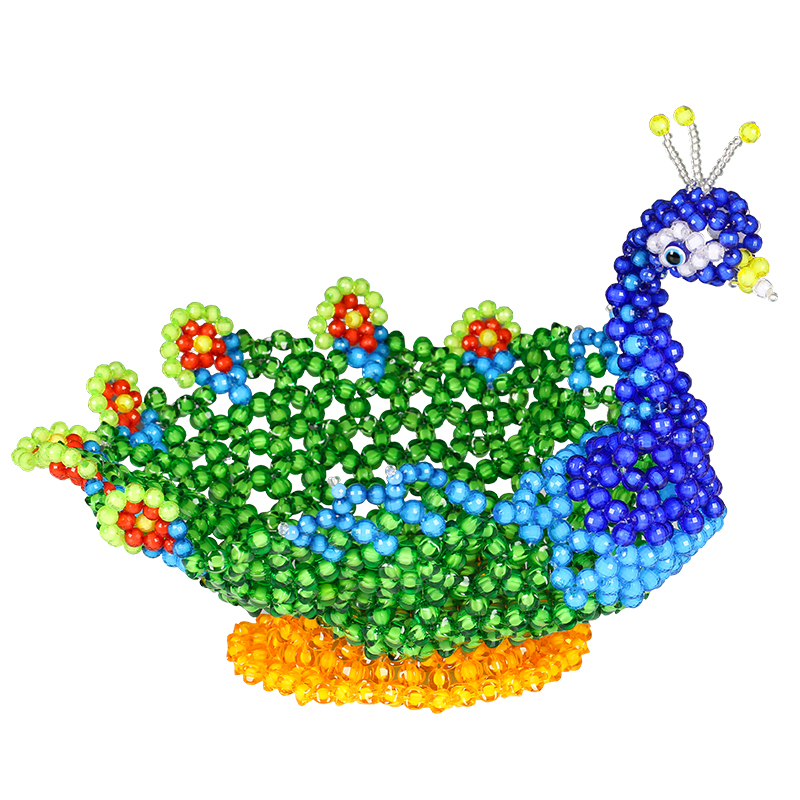 孔雀果盘湖蓝色材料非成品巧巧创想家手工diy串珠孔雀果盘材料包编织