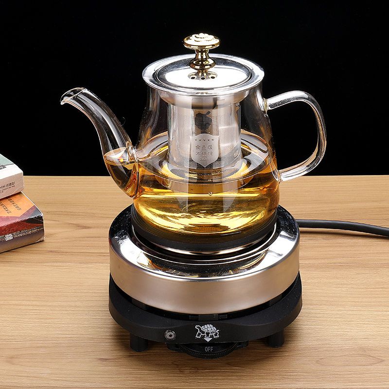 蒸茶壶玻璃煮茶器蒸汽煮茶加厚耐热煮茶壶功夫茶具家用蒸汽壶|600毫升锥形壶+电热炉