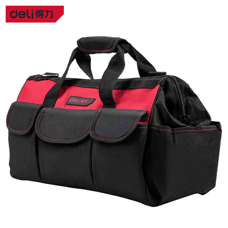 得力(deli)DL5862 双层加厚工具包耐磨多功能大容量便携手提电工包 16寸高清大图