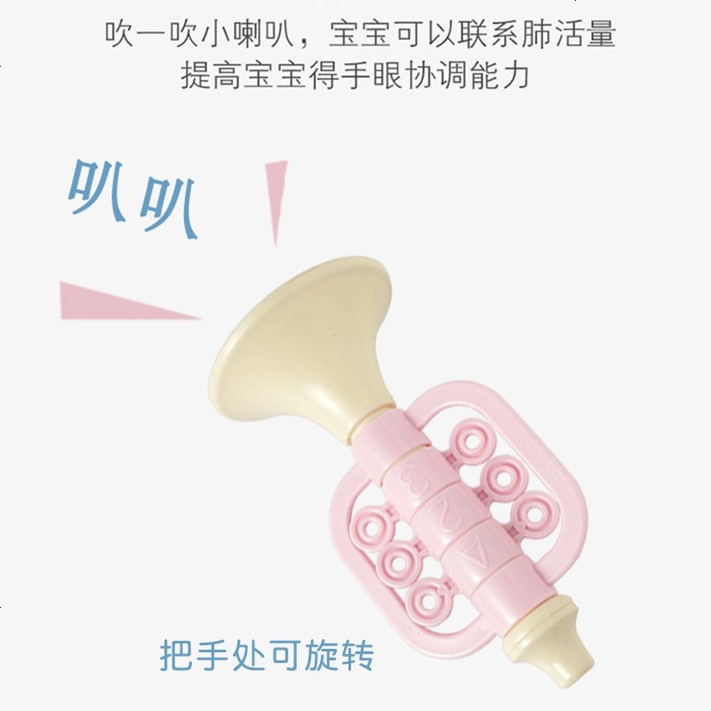 儿童玩具鼓欢乐拍拍鼓乐器小鼓7件敲鼓组合 音乐敲打乐器仿爵士鼓 890-9-7件套腰鼓(蓝色)