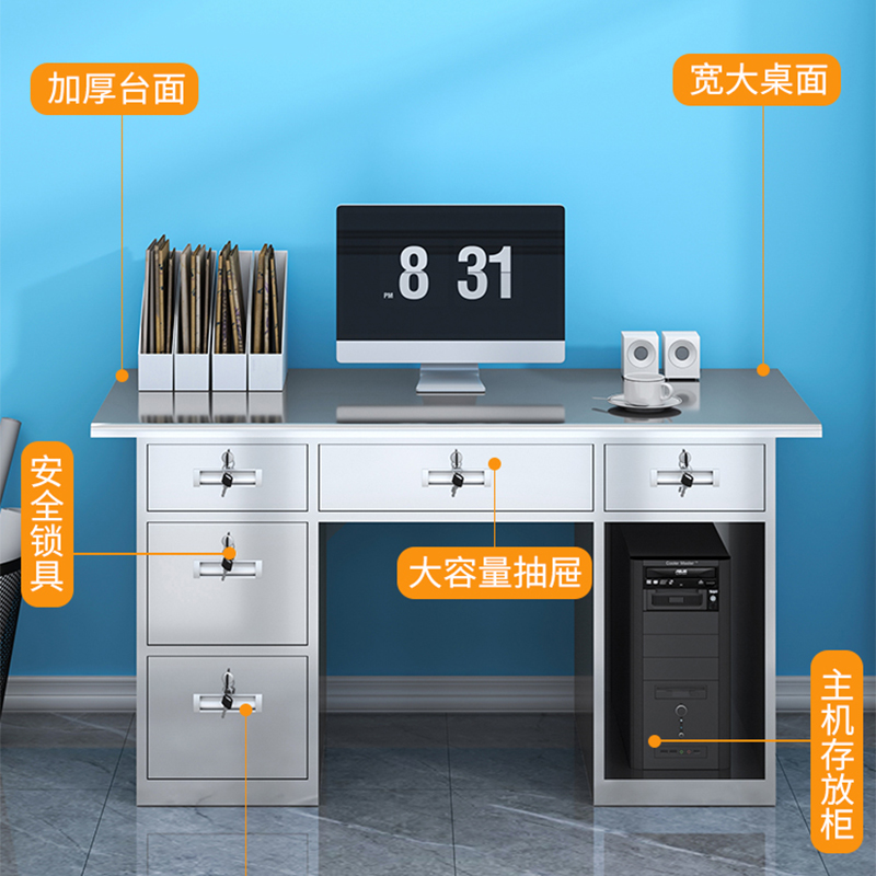 汉诺鑫威办公桌五斗一空[长1.6米]304食品级不锈钢高清大图