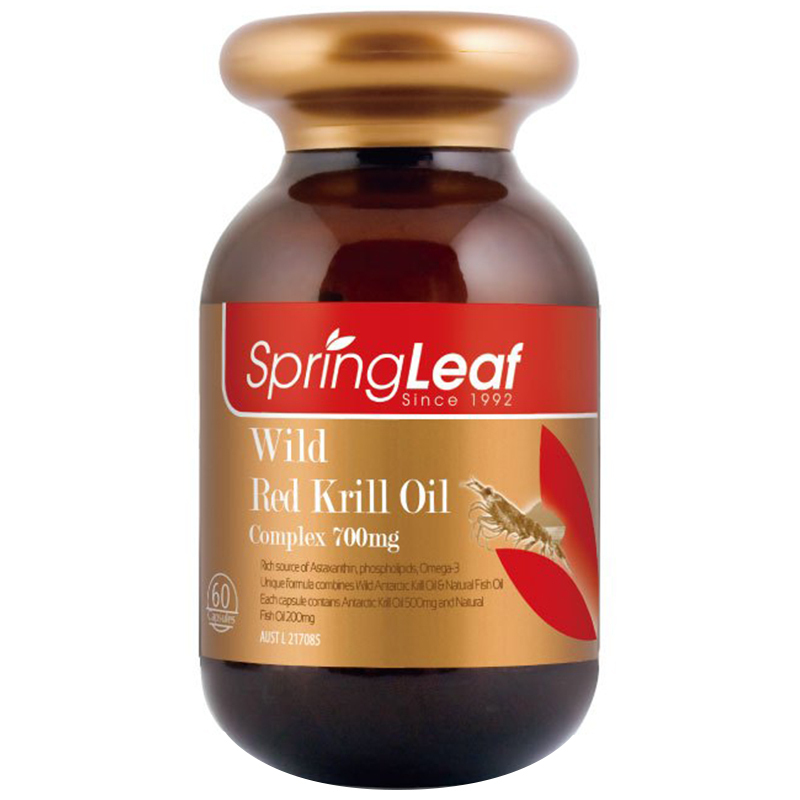 澳洲springleaf绿芙野生南极红磷虾油复合软胶囊含虾青素60粒瓶守护心