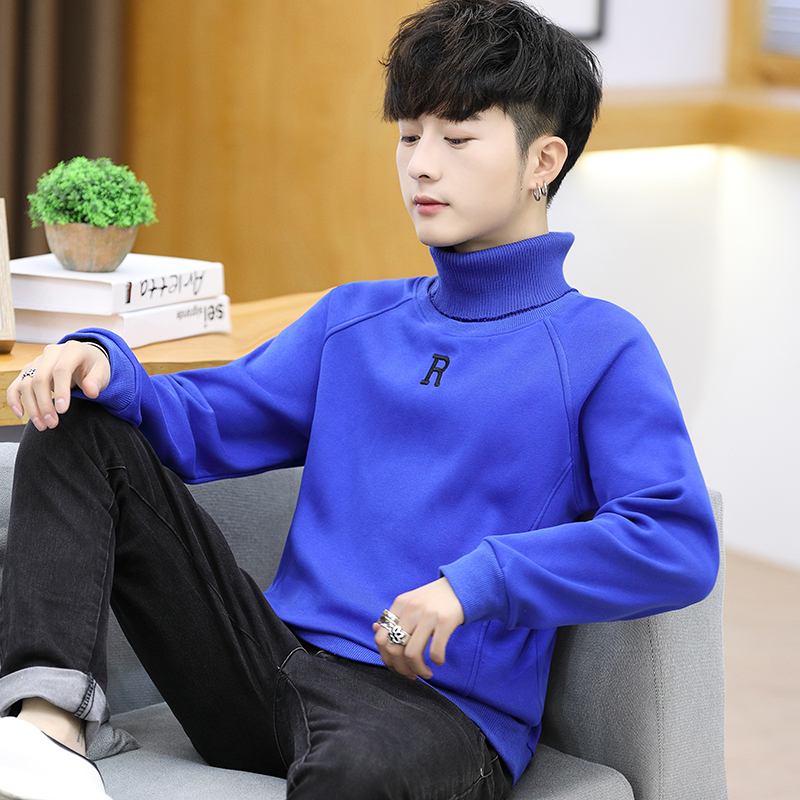 yuebin11初中学生13加绒加厚15打底衫12大童男孩16岁高领卫衣帅气高中