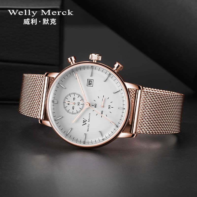 welly merck 威利默克手表男石英表超薄学生防水个性男式时尚潮流男表WM006M图片