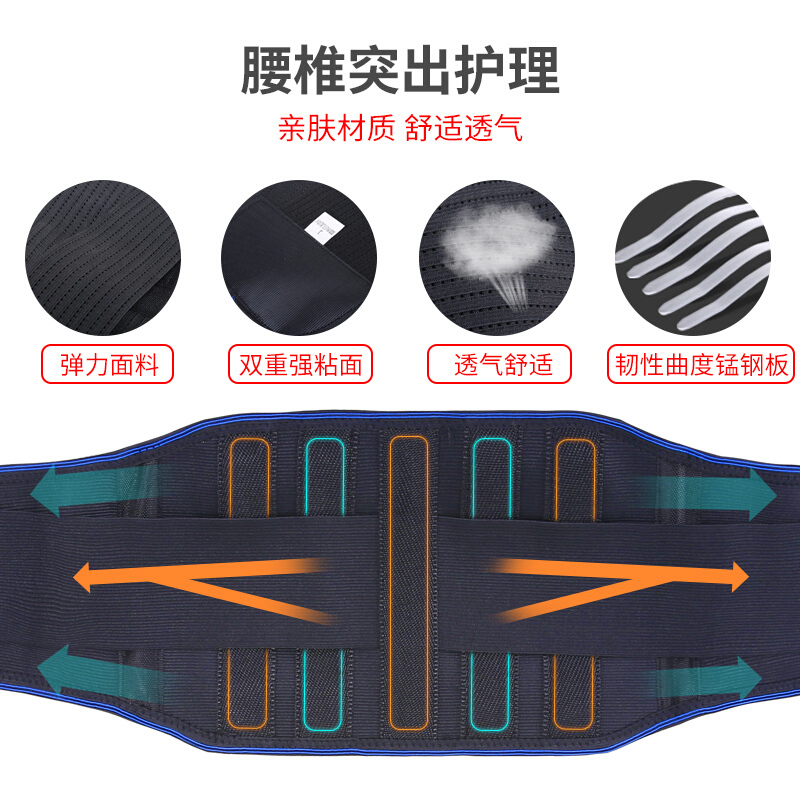 修正 护腰带 腰间盘突出医用家用固定带透气自发热腰部腰椎劳损运动康复护具(器械) 低腰S[强力支撑+4根锰钢+2个垫子]