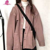 艳如飞复古工装牛仔外套女春秋慵懒风韩版宽松外穿长袖百搭衬衫港风衬衣衬衫