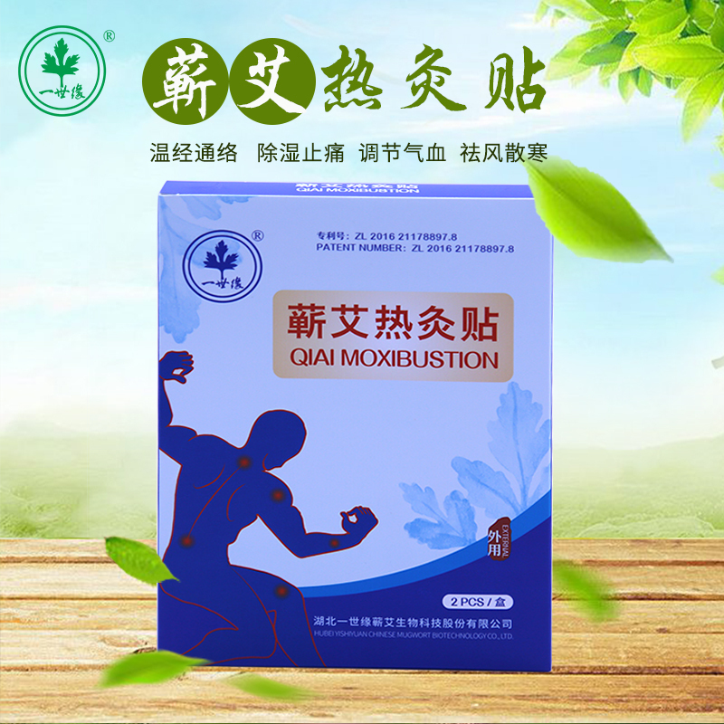 一世缘蕲艾热灸贴 男士艾灸贴艾草热灸艾贴肩颈蕲艾叶艾炙贴祛湿 颈椎肩腰腿关节疼痛腰腿关节膝盖艾绒热敷艾草贴正品 2贴/盒