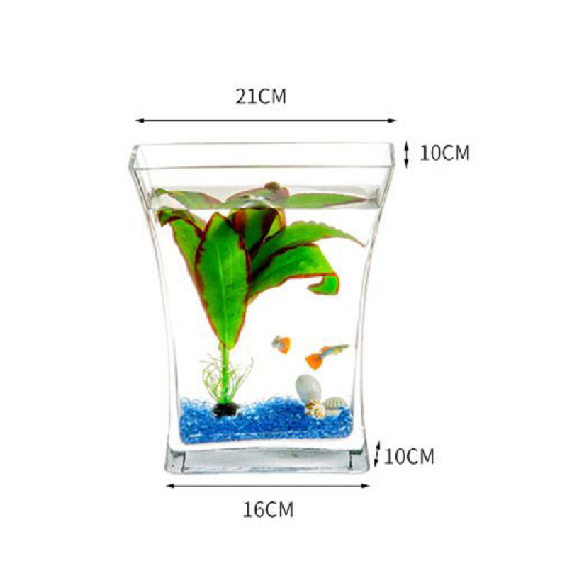 创意玻璃鱼缸斧头缸桌面小型水族箱金鱼缸造景套餐办公室客厅摆件高清大图