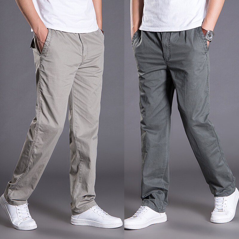 男裤子休闲裤夏季薄款直筒加肥加大码多口袋工装裤宽松运动裤男士lm