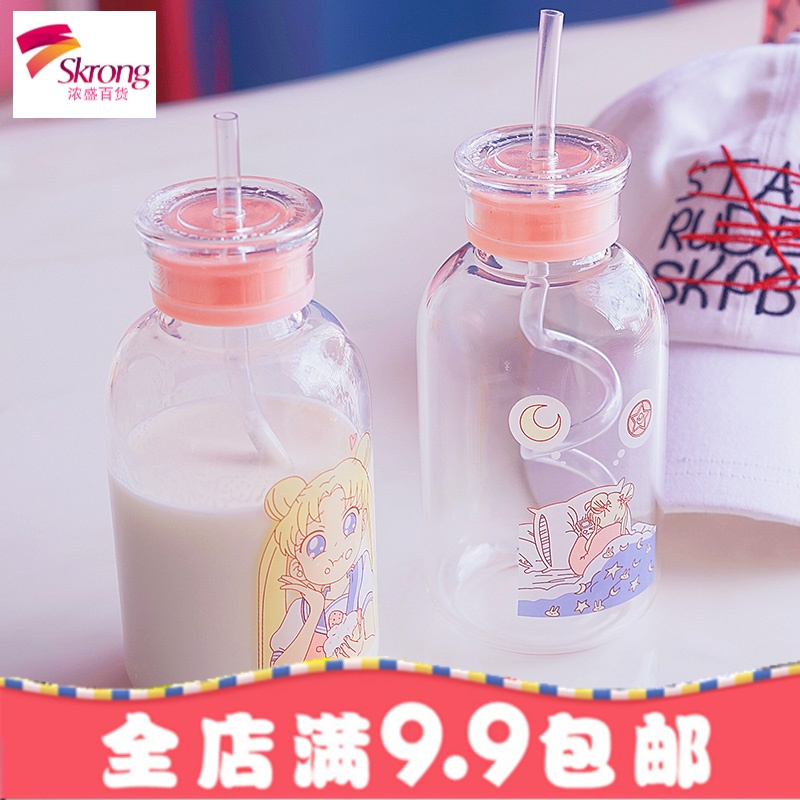 美少女网红玻璃杯水杯少女心吸管可爱韩版韩国女学生小清新水杯子