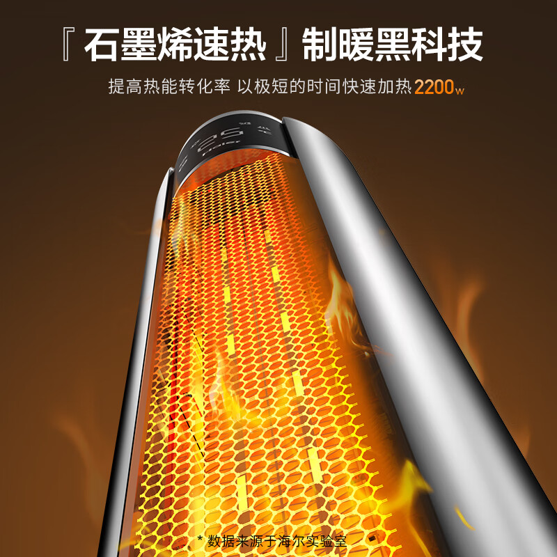 海尔(Haier) 暖风机家用 2200W大功率 取暖器石墨烯立式冷暖风扇电暖气节能速热HNF-S2254A 遥控款高清大图