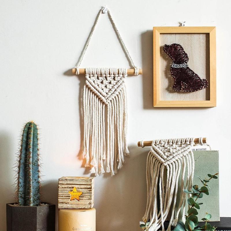 款式1ins北欧风简约编织流苏挂饰民宿房间客厅墙面装饰壁饰布艺挂旗