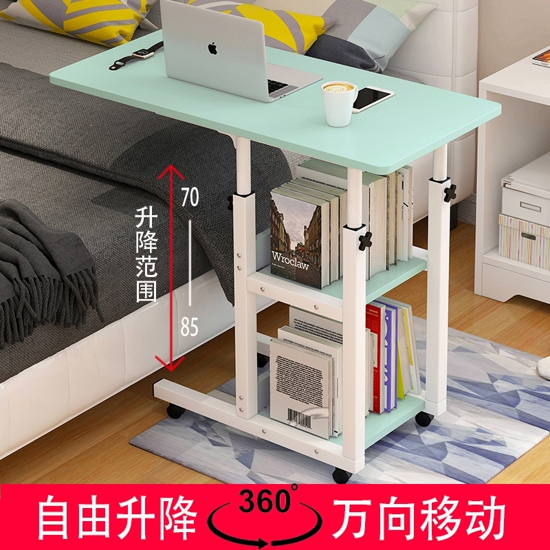 家用电脑桌台式床边桌卧室升降推拉移动单人小型折叠铁式铁架游戏