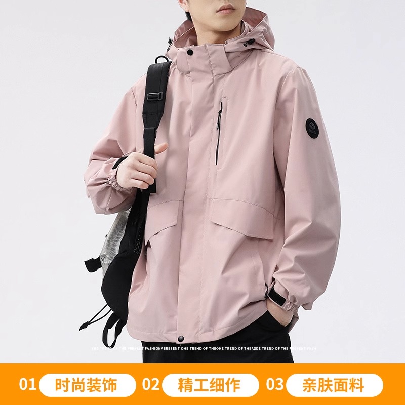 啄木鸟可拆卸三合一冲锋衣外套男款秋冬季2024新款工装风衣夹克0高清大图