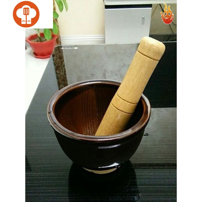 剁捣蒜器擂茶钵米糊研磨器镭钵陶瓷33cm超大号擂钵配木盖研磨碗碎物器
