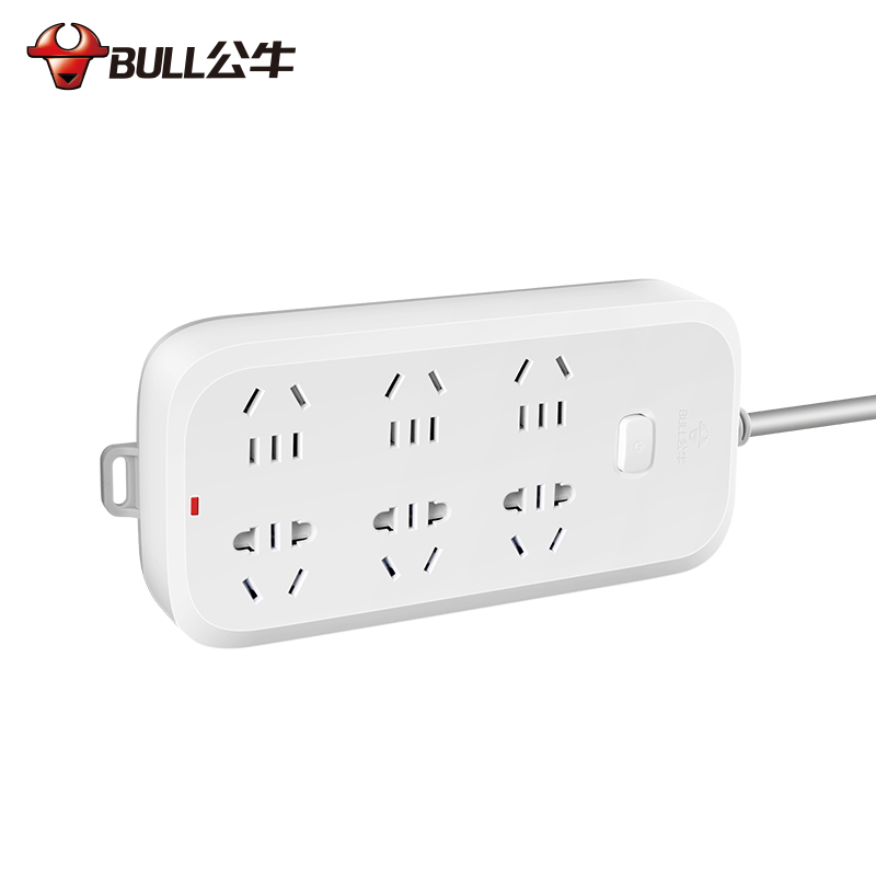公牛(BULL)插座 GN-B5060 新国标6插位总控开关全长1.8米 带保护门电源插座/接线板/拖线板