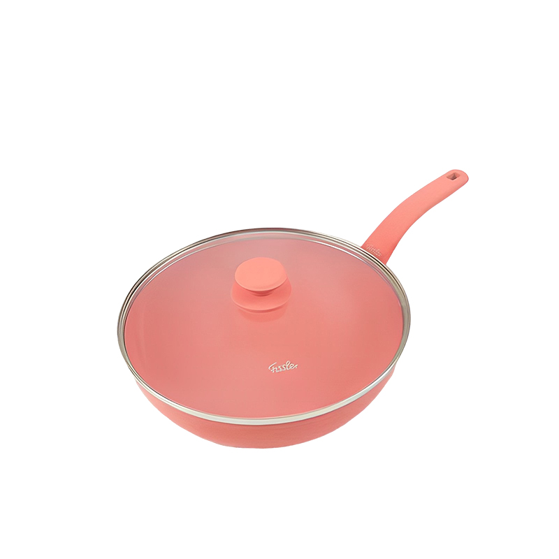 菲仕乐Fissler瓷安系列不粘炒锅樱花粉色陶瓷不粘家用30cm 炒锅30cm