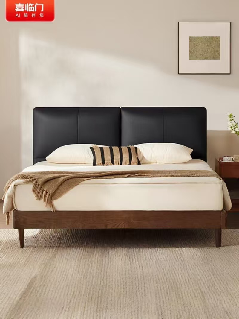 喜临门 - 榛果s 皮床 中古风头层牛皮软包床 双人皮艺大床高清大图