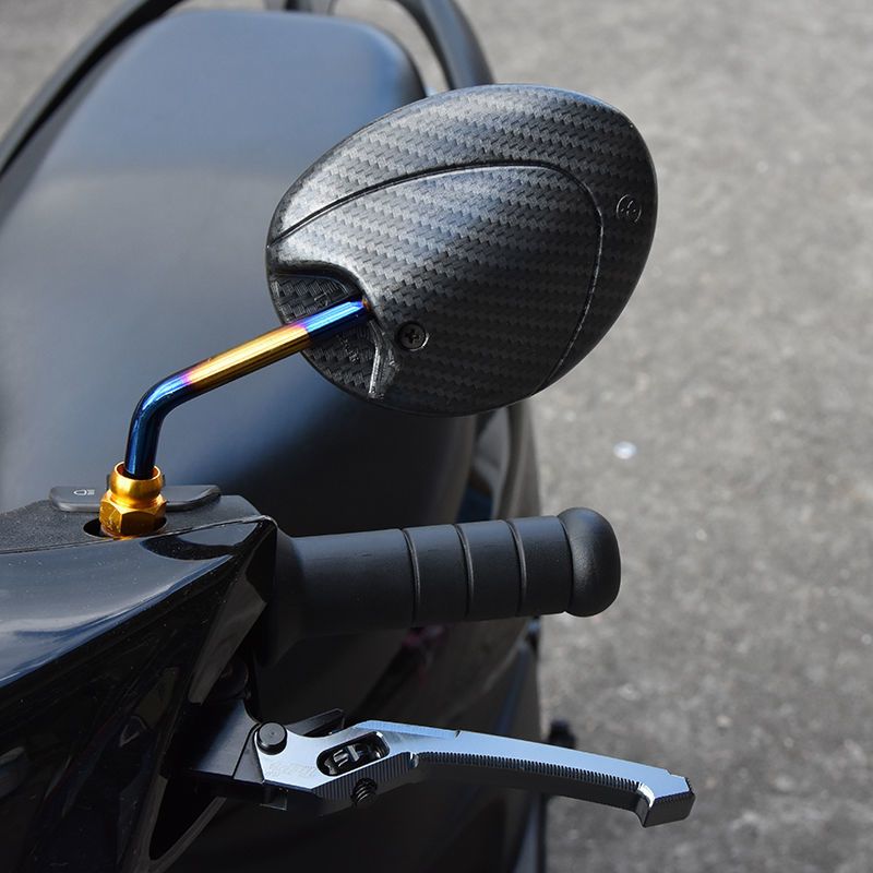 酷奇s5小龟王小牛劲战踏板车反光镜摩托车改装仿碳纤彩钛后视镜八厘正