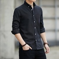 秋季男士休闲修身牛津纺打底衬衫长袖韩版中青年男衬衣