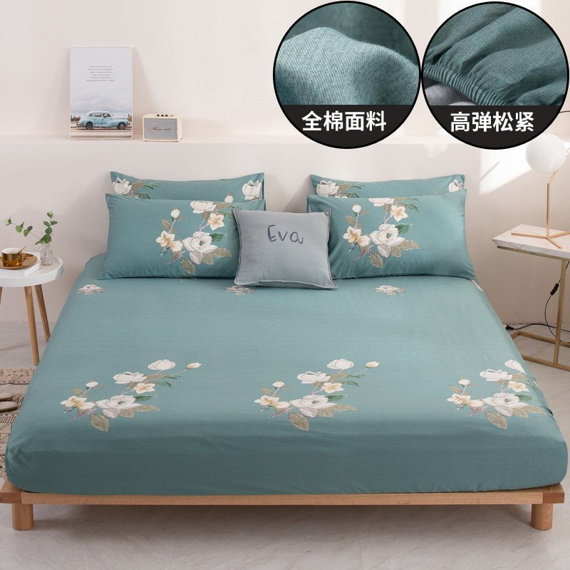 美帮汇床笠单件全棉全棉加厚床垫保护套1.5 1.8m床单防滑床套床罩 诗情花意 120cmx200cm（环保活性印染工艺）