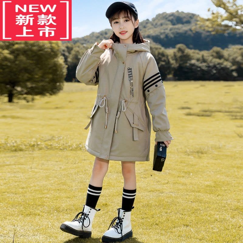 可莉允女童外套秋冬2022新款洋气中大童韩版加绒加厚派克服女孩冬季棉服图片