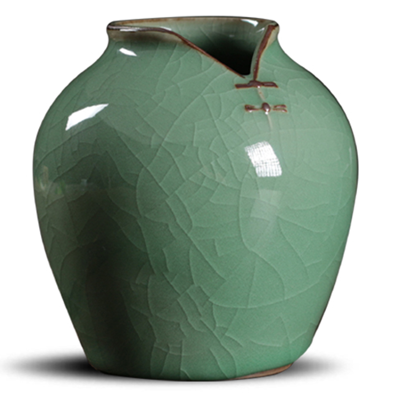 禅意日式小花瓶陶瓷创意花插古瓷器摆件瓷瓶龙泉青瓷水培家居花瓶三维