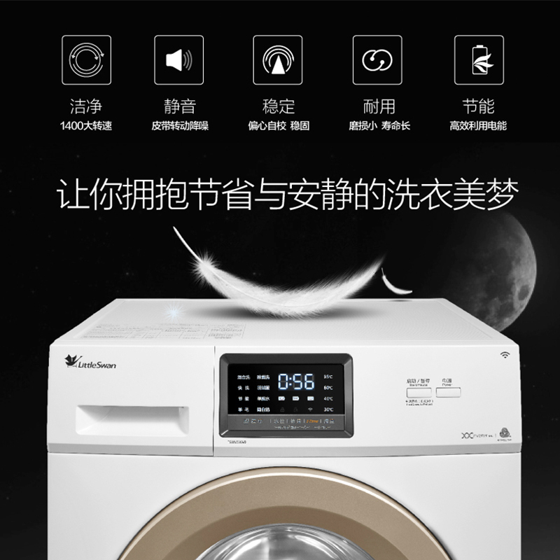 小天鹅(LittleSwan) 8公斤 滚筒洗衣机全自动 简约触控 健康除菌洗 智能家电 TG80V220WD高清大图