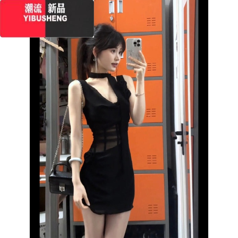 YIBUSHENG法式气质吊带连衣裙女季纯欲性感辣妹包臀裙收腰显瘦小个子短欲高清大图