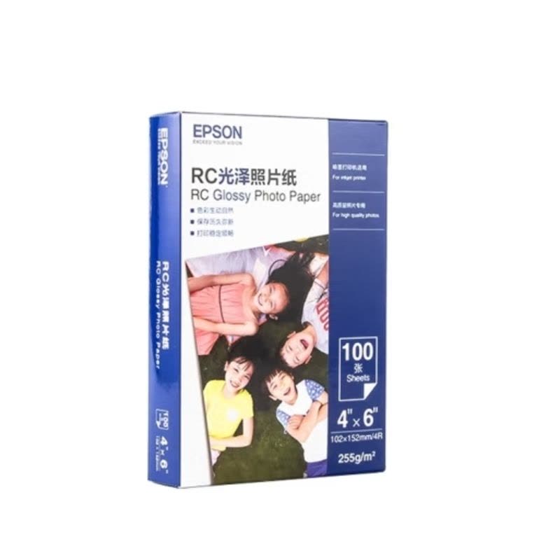 爱普生(EPSON) S450386 RC光泽照片纸 6英寸/4R/100张证件照/生活照//照片墙/手账/小报打印图片