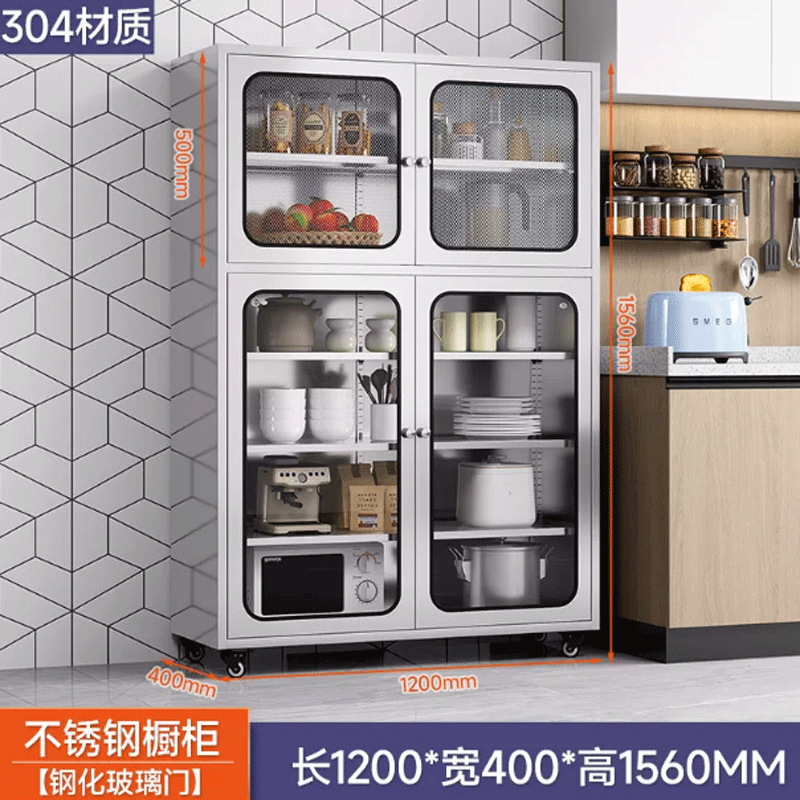 伽隽 不锈钢柜 304(1200宽钢化玻璃款) 个高清大图