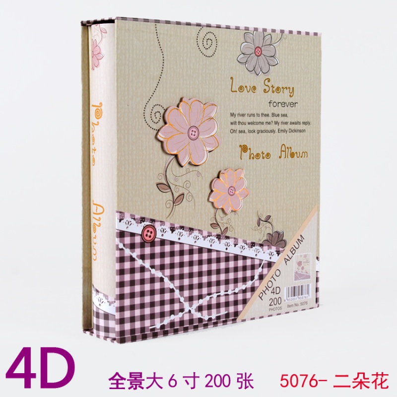 相册本4R纪念成长册大6寸相薄宝宝儿童收藏创意六寸塑封影集情侣d 三维工匠 5076-2朵-200张高清大图