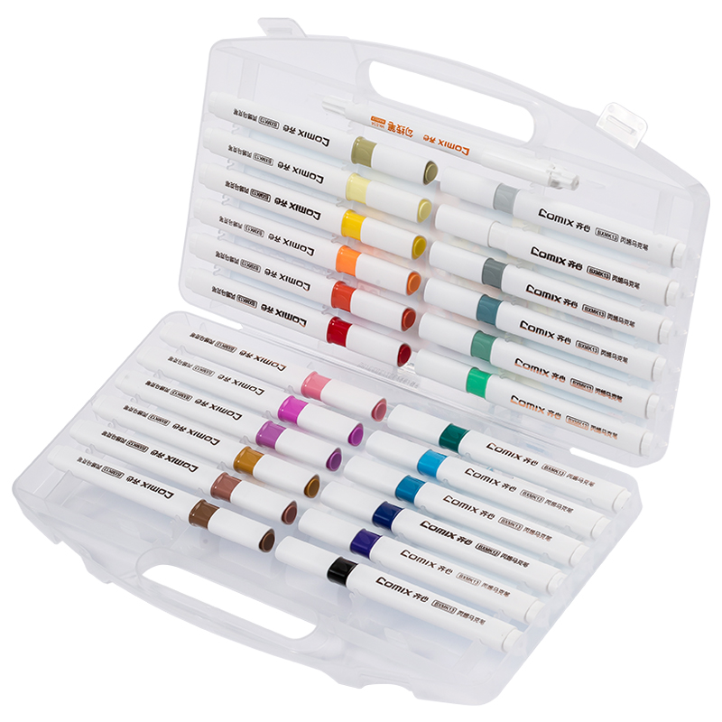 齐心 BXMK13-24 丙烯马克笔 赠勾线笔1支 24色/套高清大图