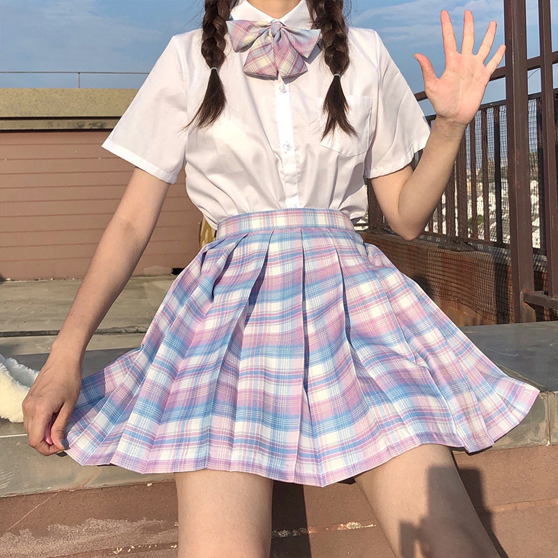 jk制服裙正版原创学生套装夏季少女格裙日系百褶裙衬衫女全套裙子电竞