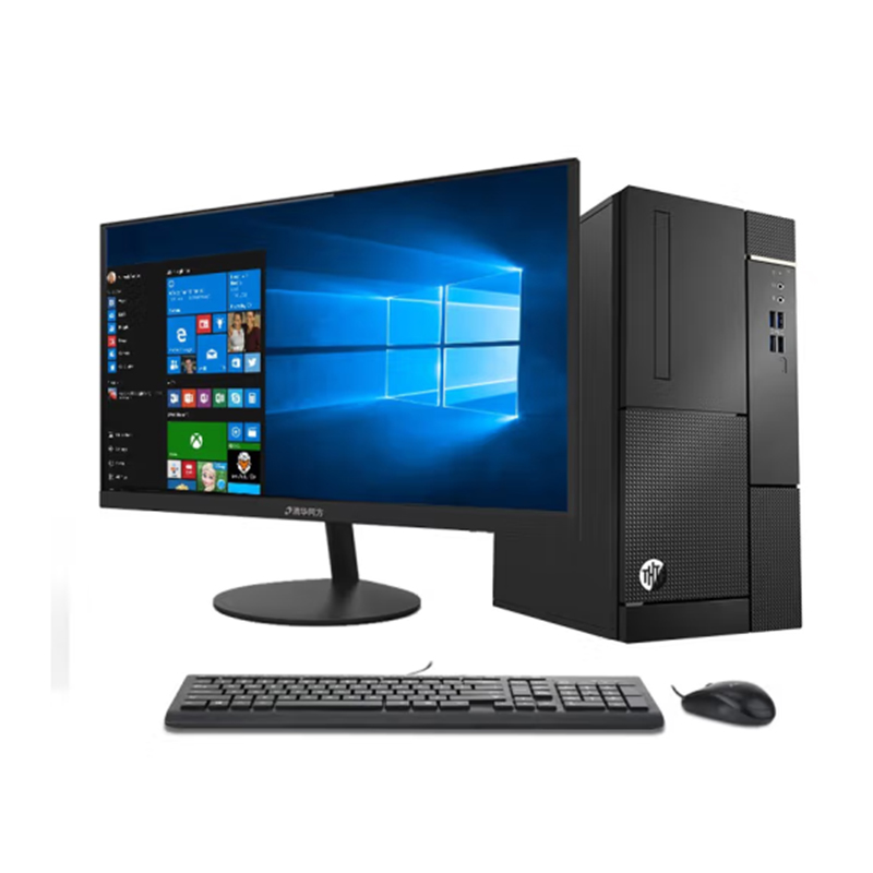 清华同方 超越E500 台式机定制 i5-10400 8G 1T+256GSSD 无光驱 21.5英寸高清大图