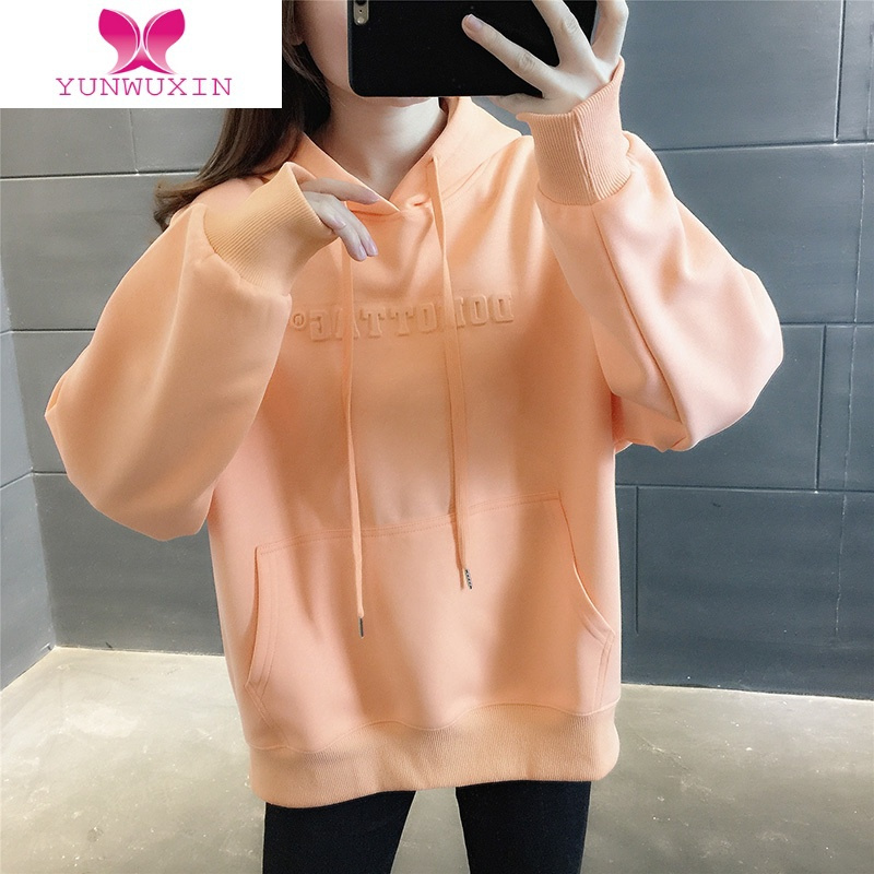 YUNWUXIN女士宽松连帽加绒加厚卫衣女装2022年新款超火减龄上衣潮