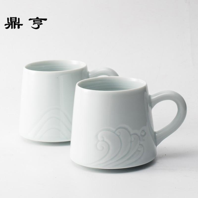 鼎亨简约陶瓷马克杯家用山水创意水杯景德镇高温茶杯定制情侣对杯