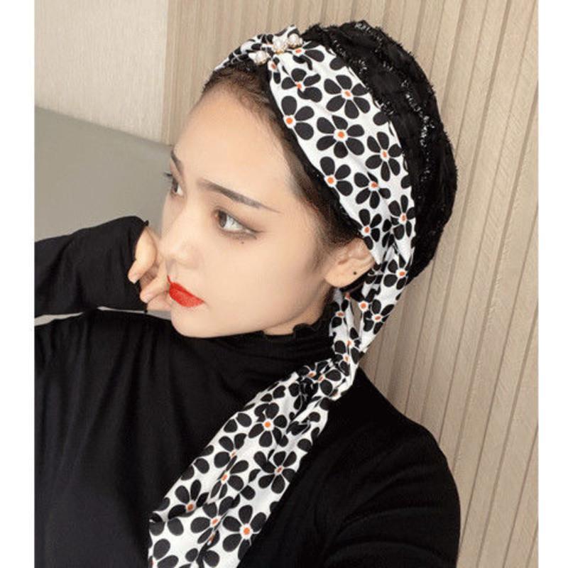 穆斯林纱巾夏季新款印花薄款飘带帽子回族女时尚休闲盖头防晒头巾圆点