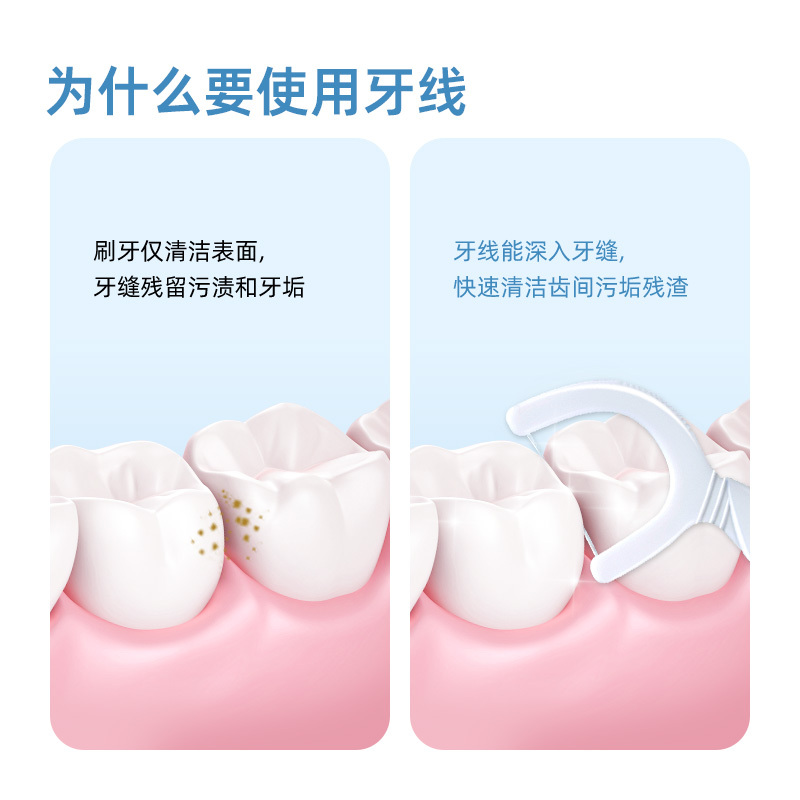 小鹿妈妈(FAWN MUM)高拉力牙线棒炫虎牙线盒装50支/盒*10盒 共500支