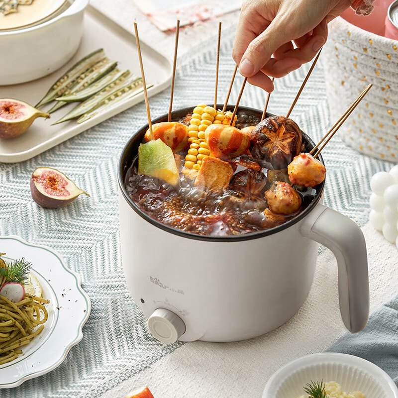 小熊(Bear)电煮锅蒸煮一体火锅煮面泡面锅电炒锅 灰色无蒸笼DRG-C12K1