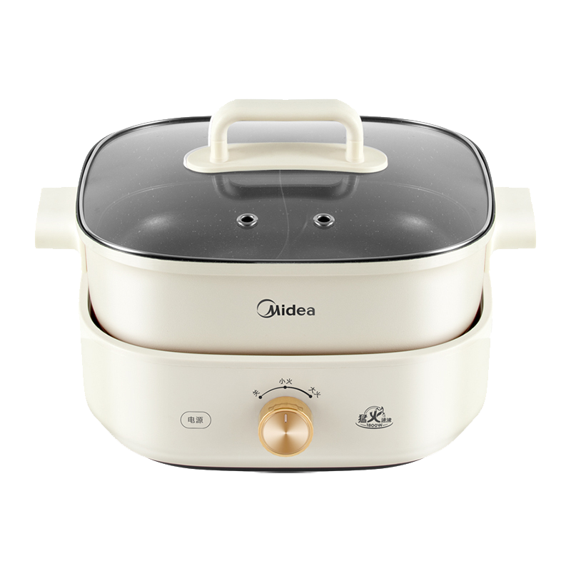 美的(Midea) 电火锅鸳鸯锅多功能用途锅电炒锅电煎锅电煮锅家用一锅多用 速沸火锅专用锅6L大容量 HGS303002