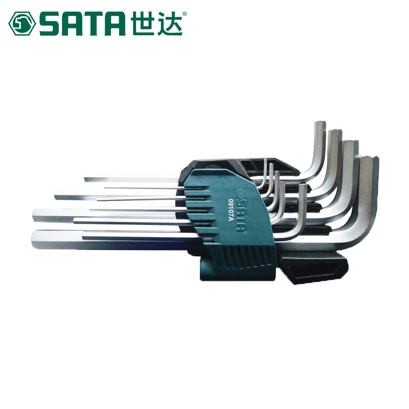 世达(SATA)9件铬钒钢加长内六角扳手组套 内六角螺丝刀扳手 09107A 1套(2套起订)